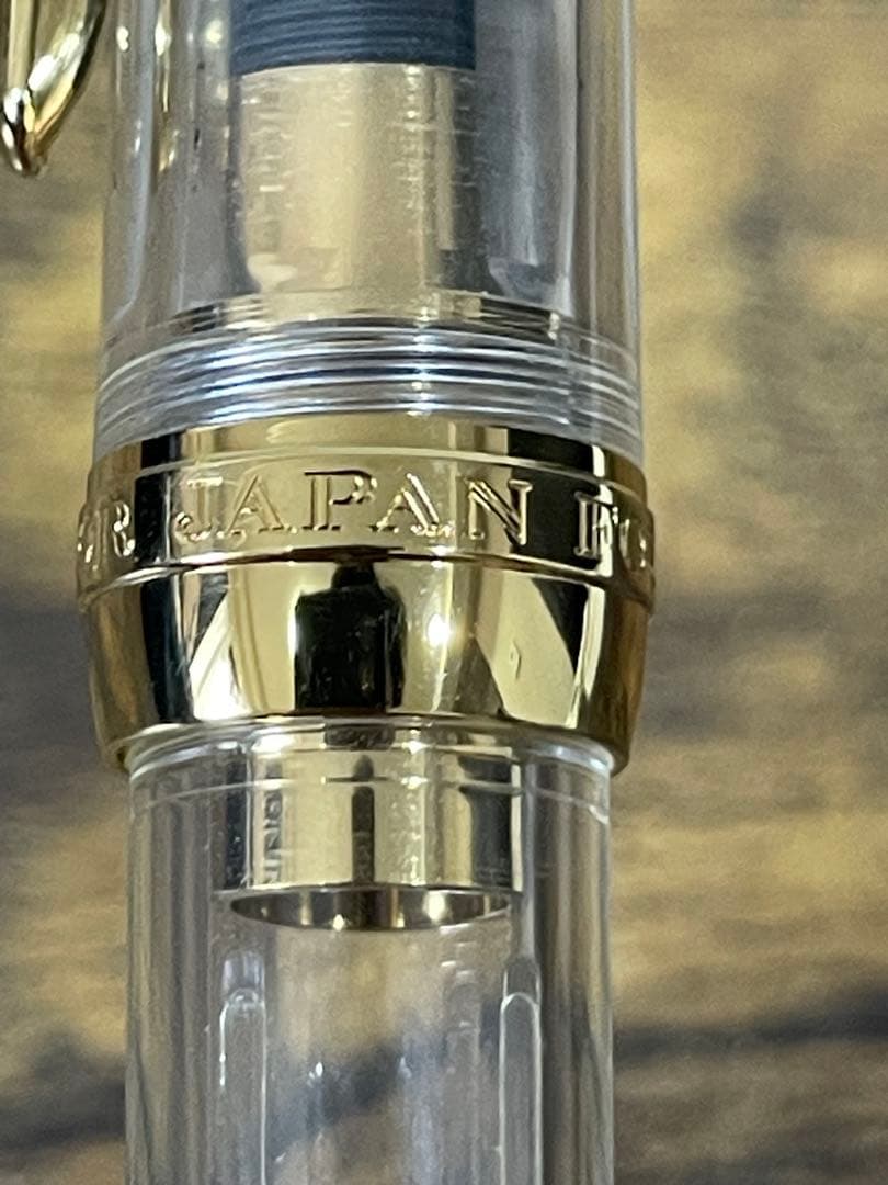 長刀　透明×ゴールド　ふでDEまんねん　NAG 万年筆　デモンストレーター