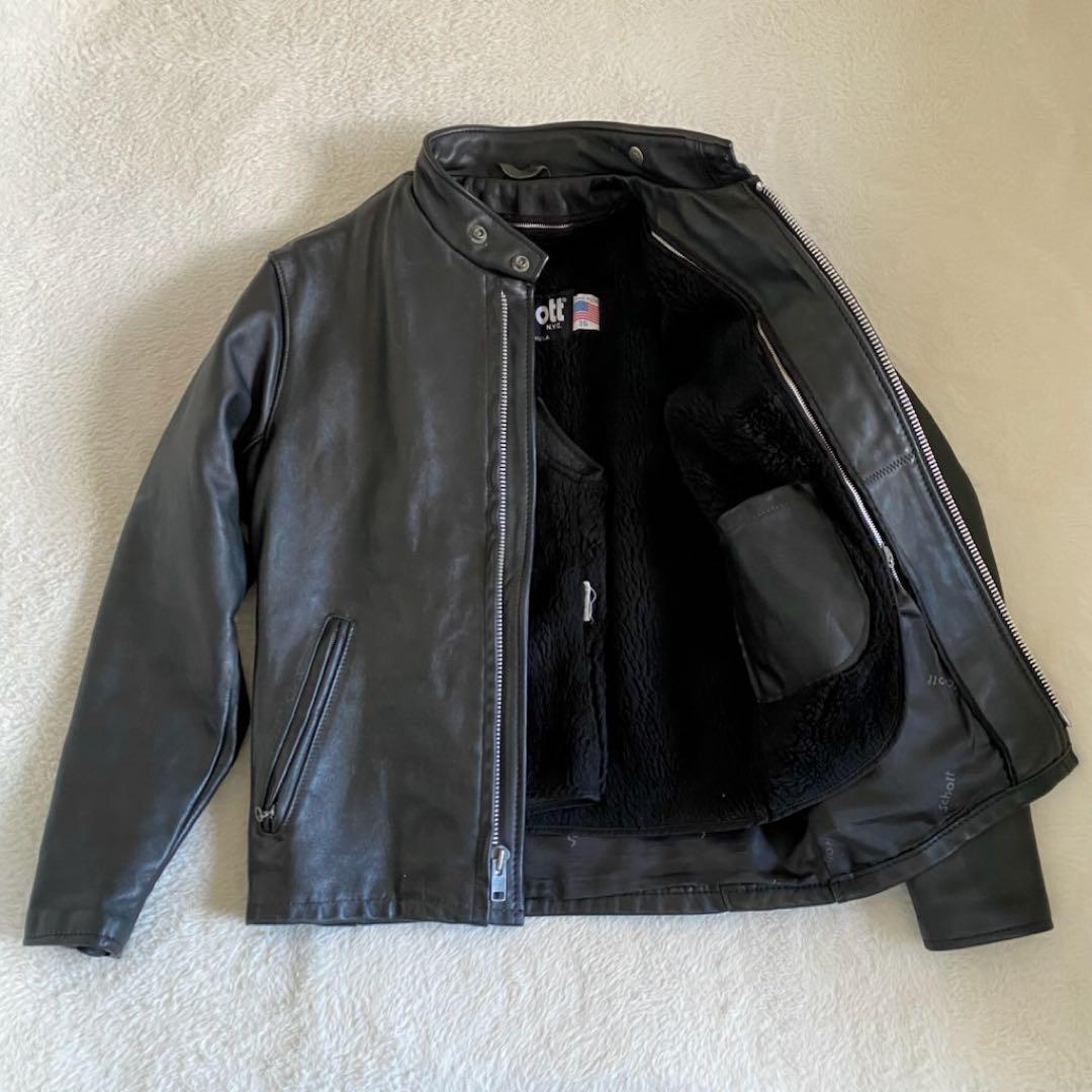schott ライナー付き　ライダースジャケット　レザー　黒　36 USA製