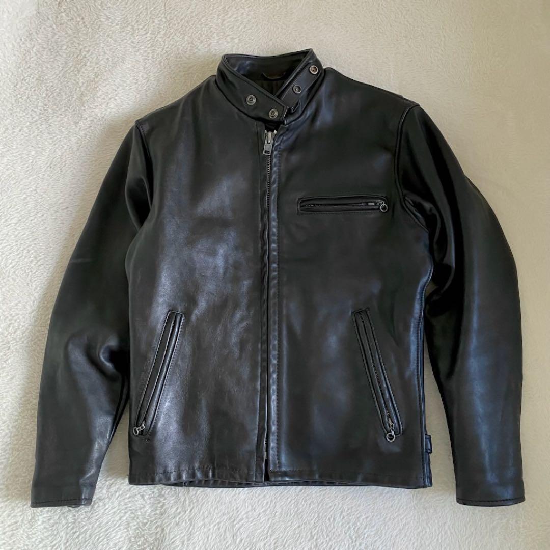 schott ライナー付き　ライダースジャケット　レザー　黒　36 USA製