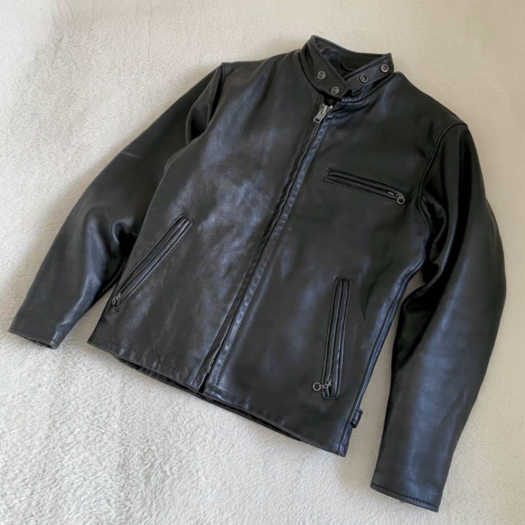 schott ライナー付き　ライダースジャケット　レザー　黒　36 USA製