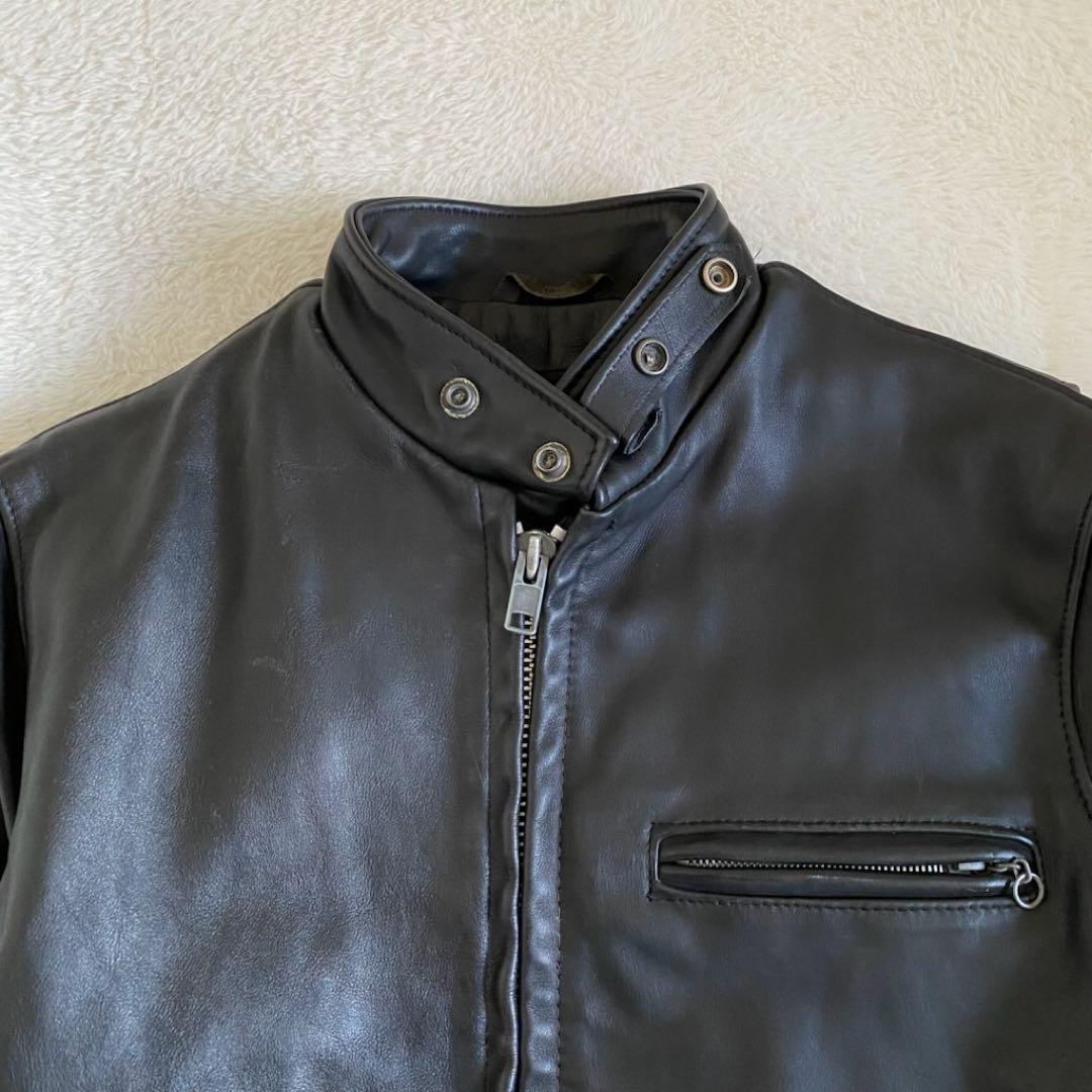 schott ライナー付き　ライダースジャケット　レザー　黒　36 USA製