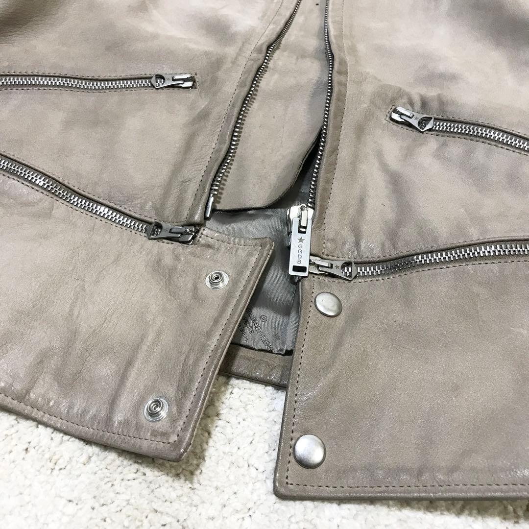 golden ♫ シングルライダースジャケット xxs グレージュ