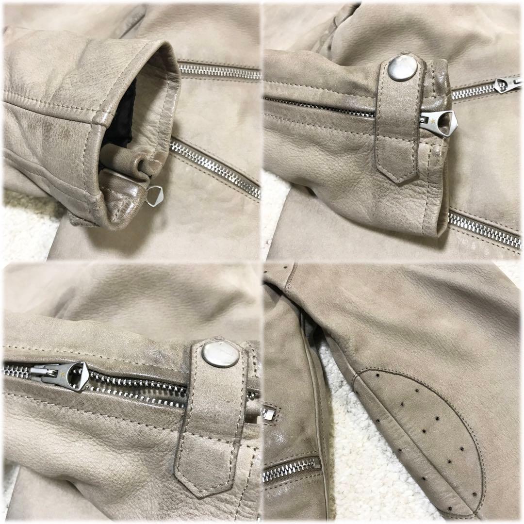 golden ♫ シングルライダースジャケット xxs グレージュ