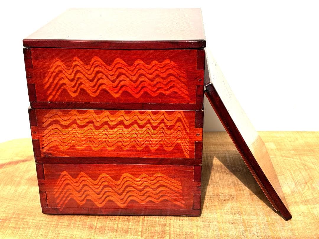 【送料込】伊勢春慶 伊勢漆器 和田久五郎 二見光之助 重箱 膳箱 アンティーク