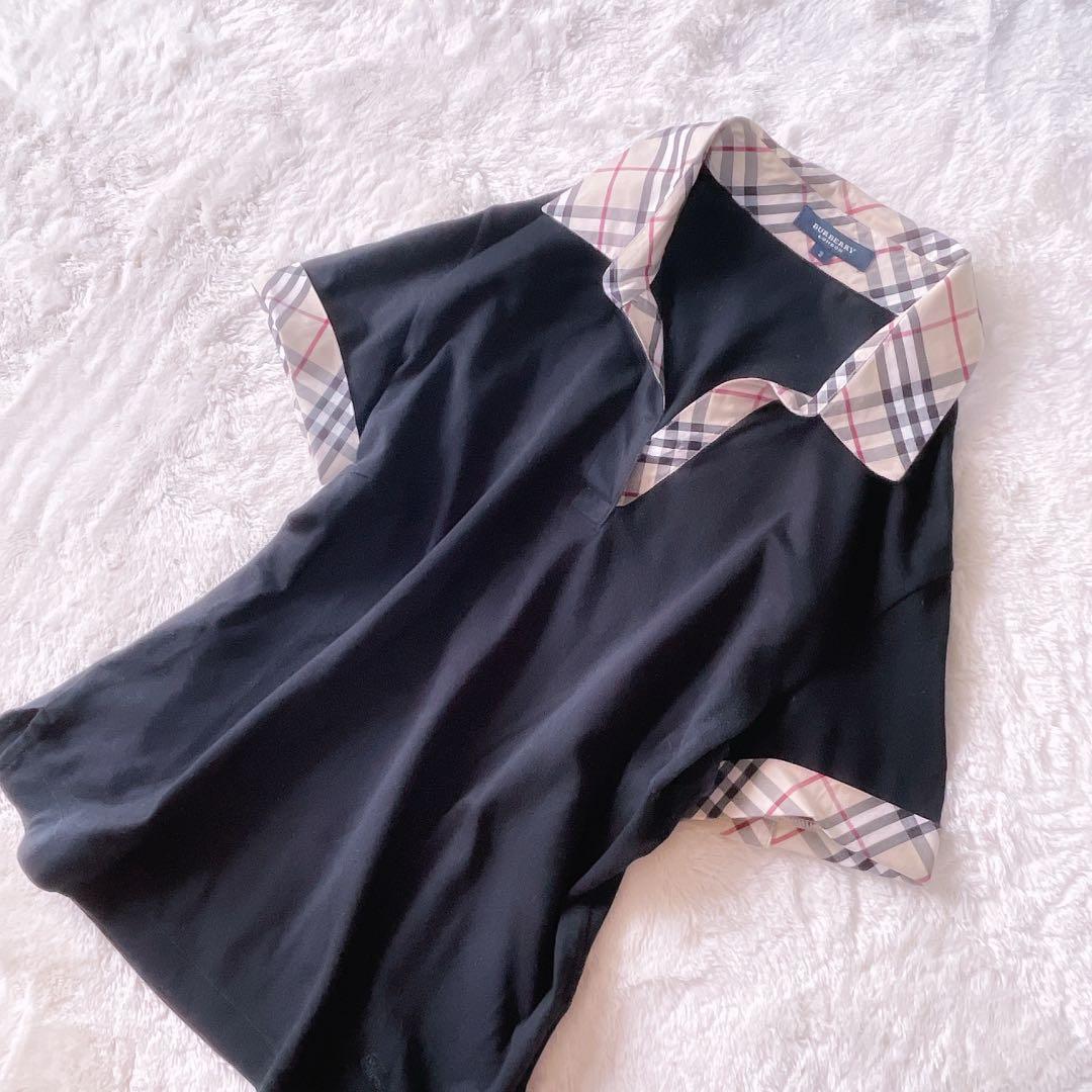 バーバリー ノバチェック 黒 ポロシャツ 襟付き M BURBERRY