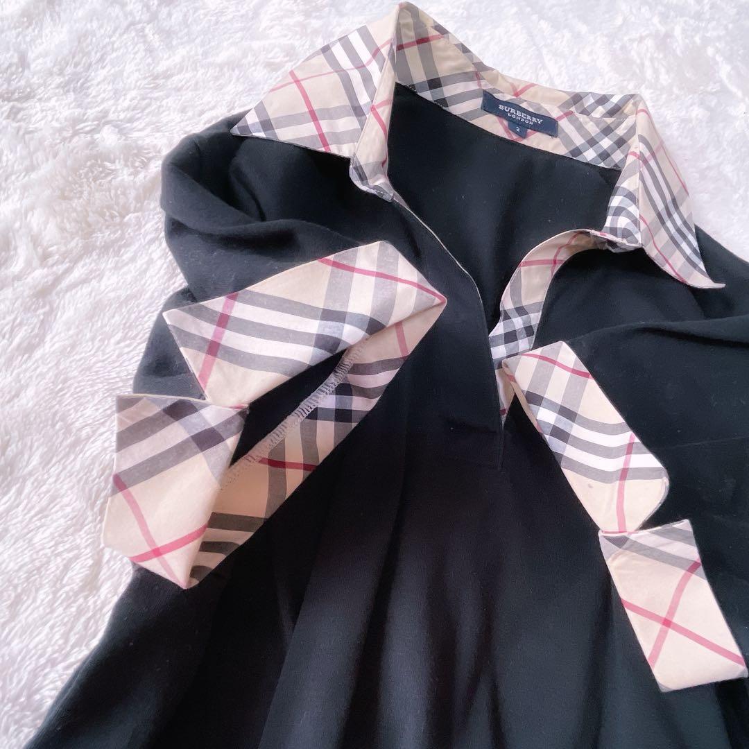 バーバリー ノバチェック 黒 ポロシャツ 襟付き M BURBERRY