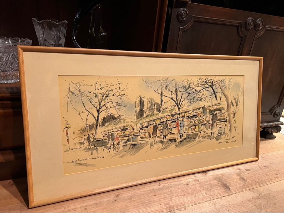 ピエール・モロ ノートルダムとブキニスト パリ 額縁 アート インテリア