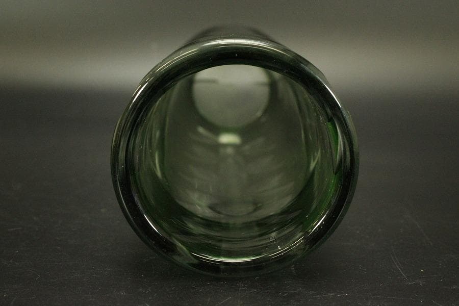 アンティーク 緑色 切子ガラス 花瓶(A962)