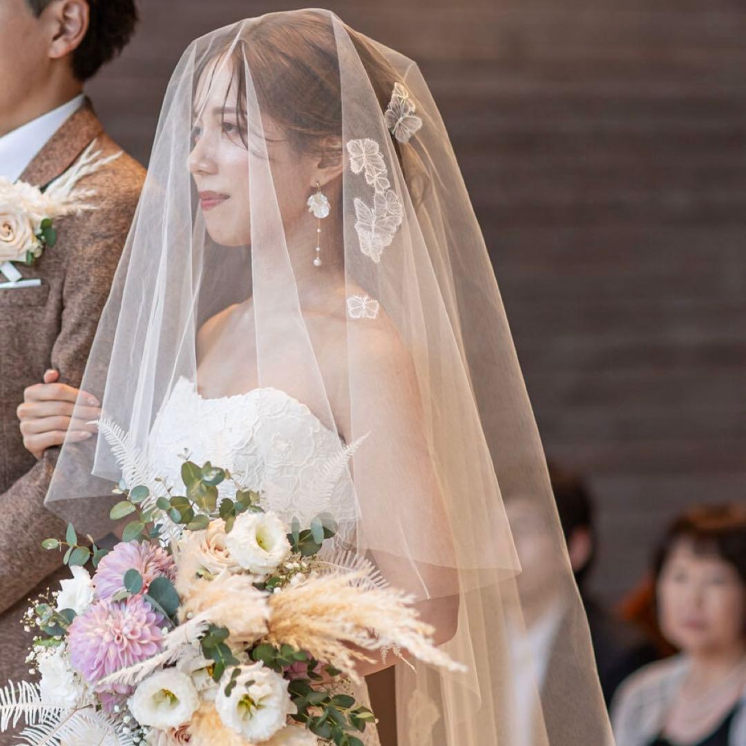 TREATMAISON花柄刺繍ミドルタイプベール　ギャザー無し 80×120cm