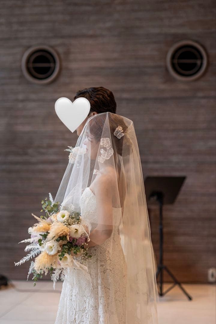 TREATMAISON花柄刺繍ミドルタイプベール　ギャザー無し 80×120cm