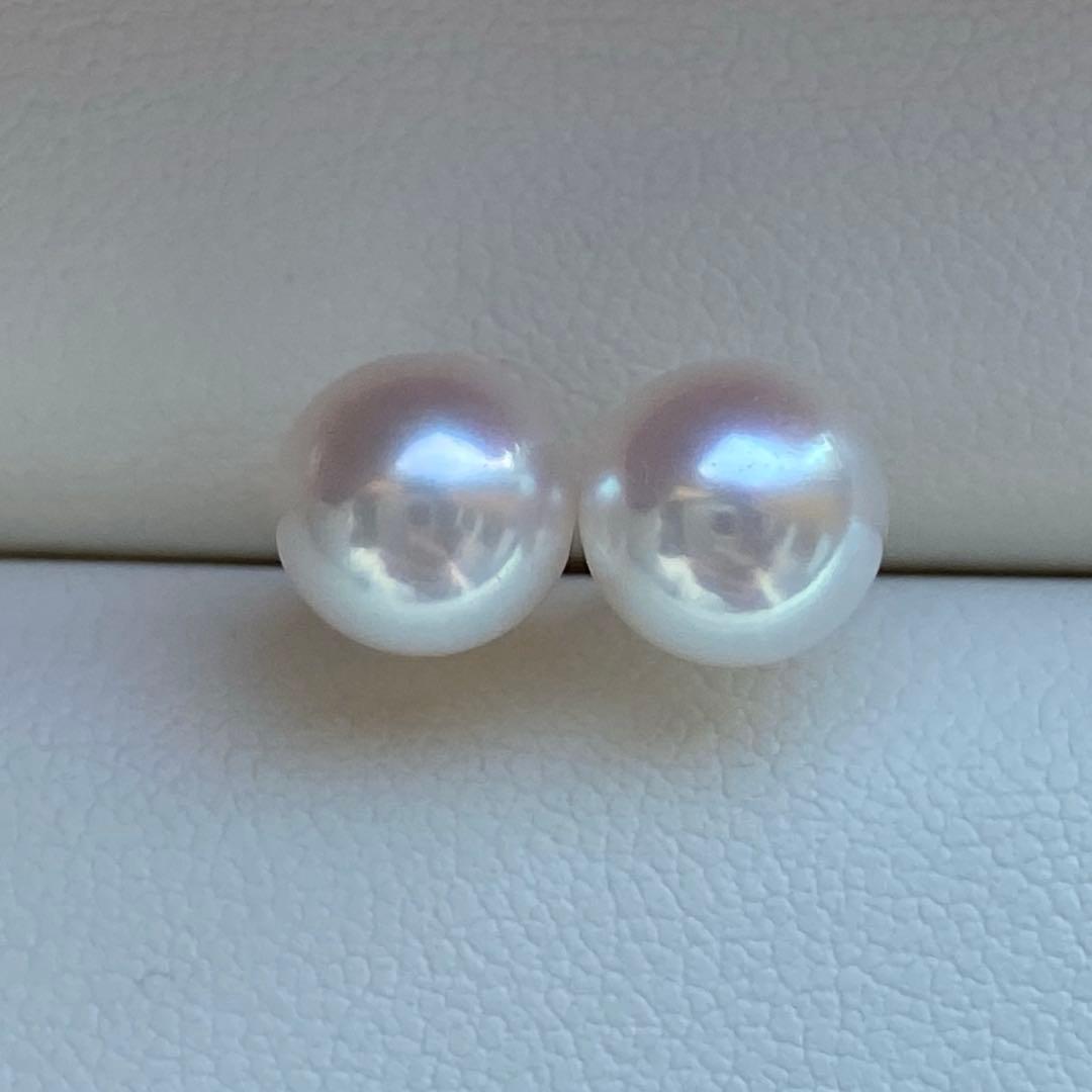 1950 美品❣️花珠級のテリ❣️K18❣️あこや真珠7-7.5mm ピアスAly手作