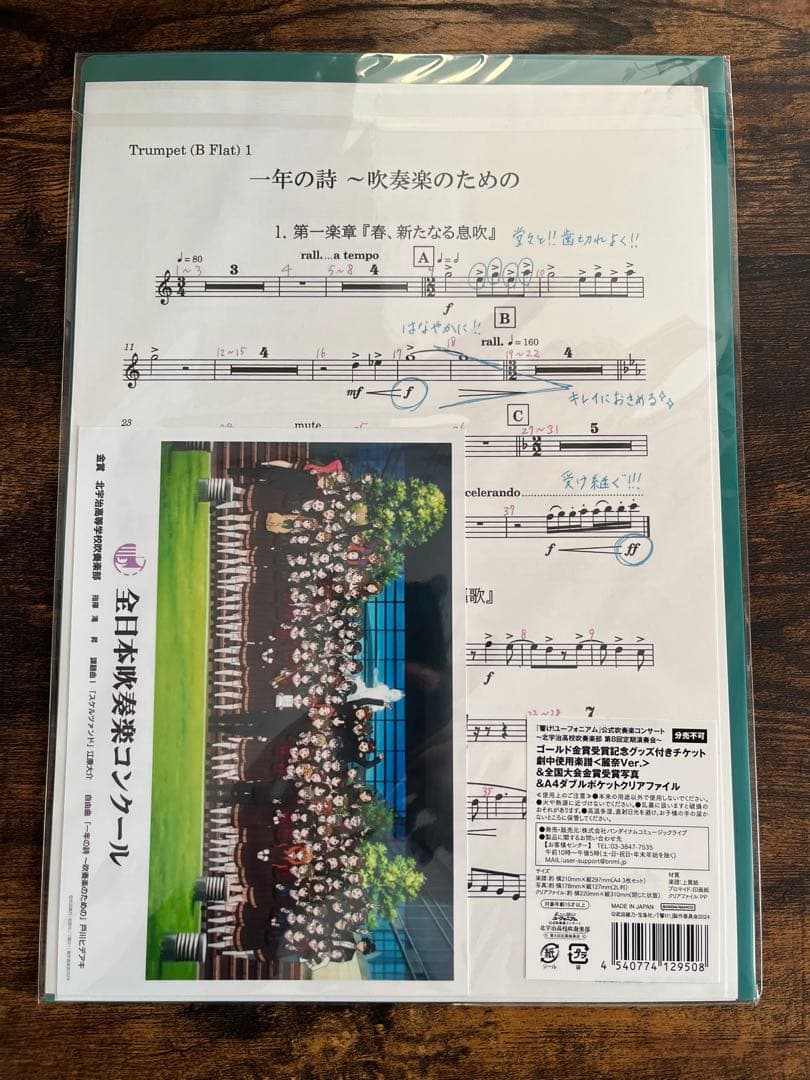 響け！ユーフォニアム 第8回定期演奏会 金賞受賞記念グッズ付きチケット 京都公演