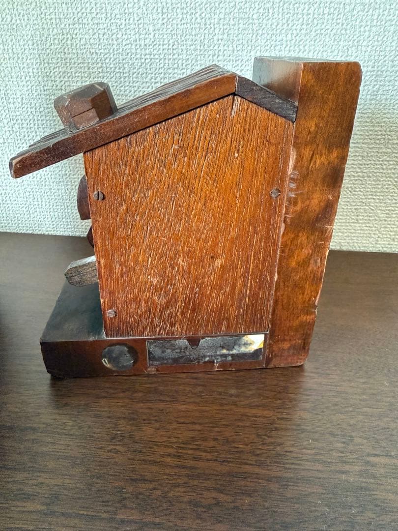 オルゴール付き木製ブックエンド 水車小屋 ランプ 昭和レトロ