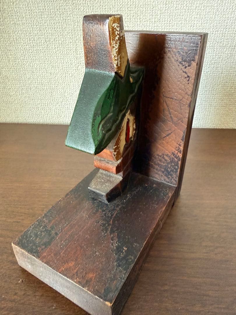 オルゴール付き木製ブックエンド 水車小屋 ランプ 昭和レトロ