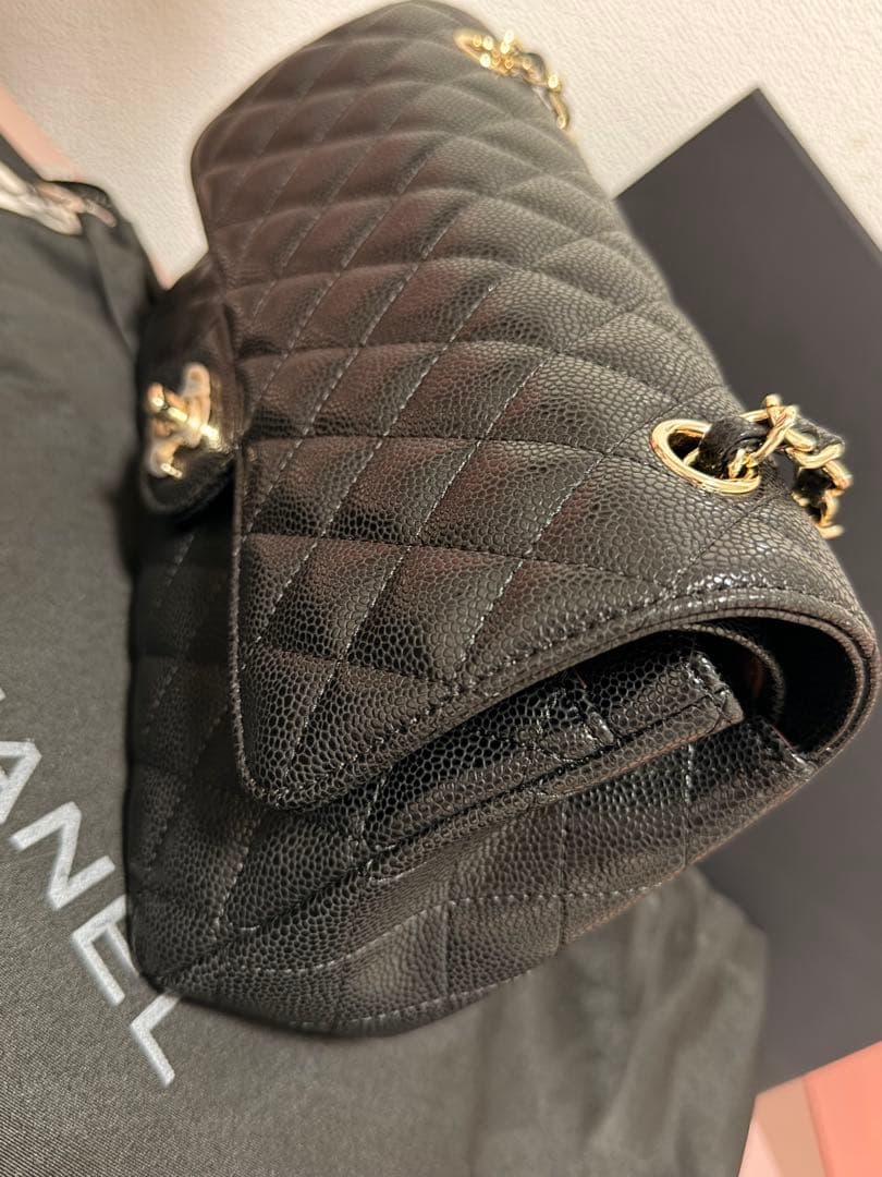 【1日間限定SALE】ノベルティ　 チェーン　フラップバッグ　キャビアスキン