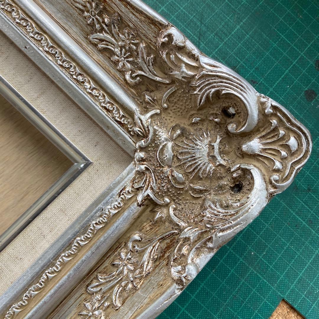 ち*す様 F8号 バロック調 油彩額縁 シルバーフレーム 銀色