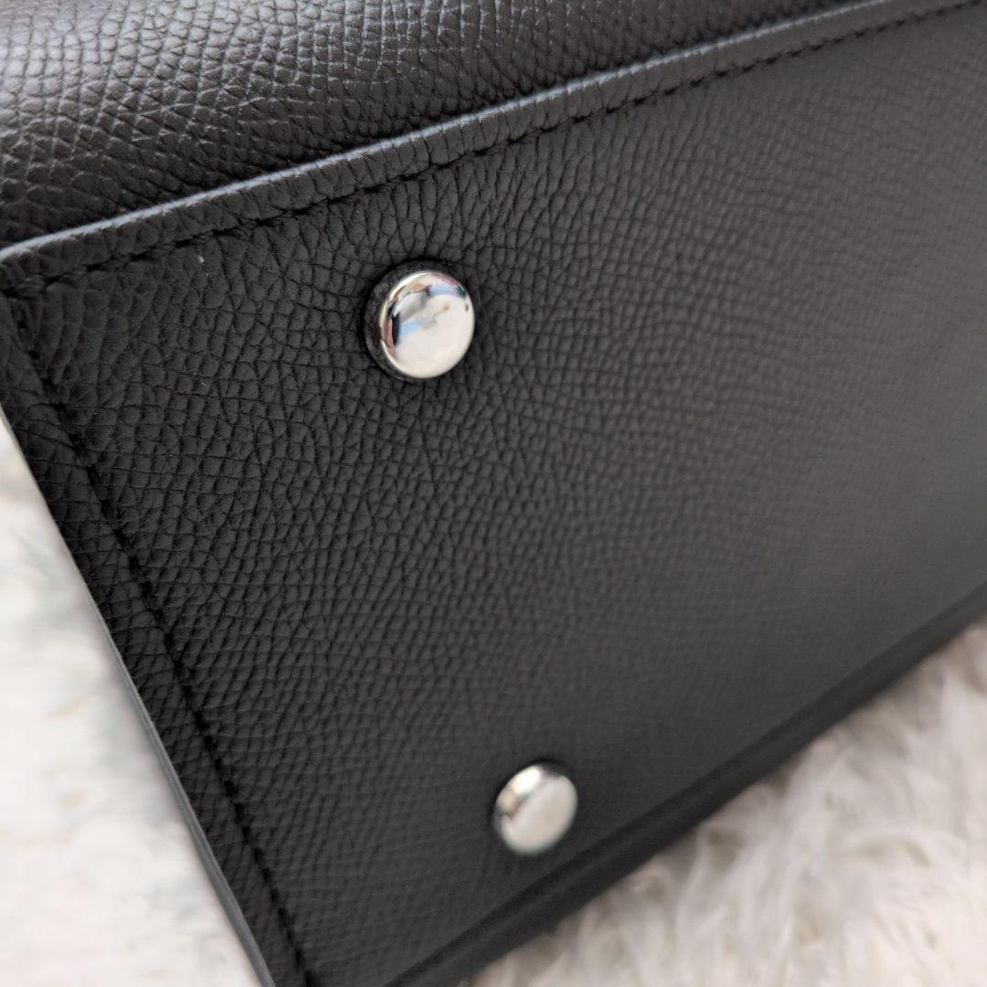 【極美品 鍵付き】銀座和光　ハンドバッグ　フォーマルバッグ　シボ革　冠婚葬祭　黒