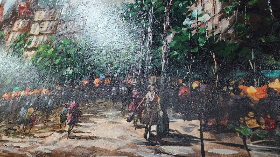 特大 風景 油彩画 油絵 装飾フレーム付き