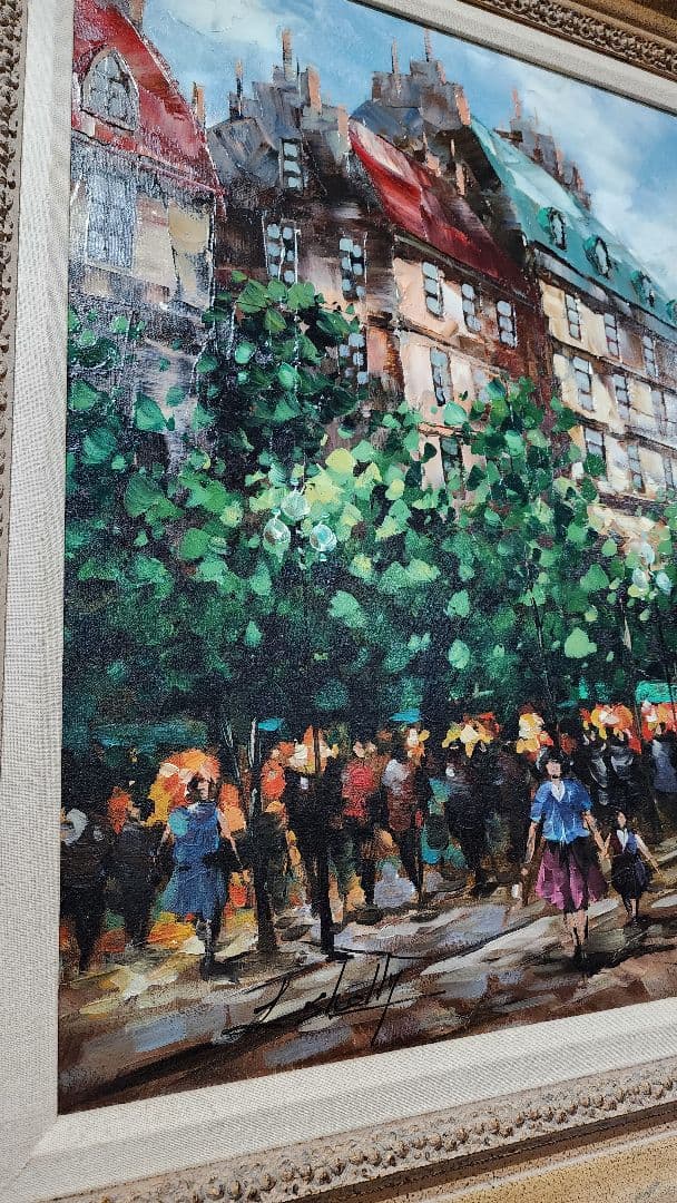 特大 風景 油彩画 油絵 装飾フレーム付き