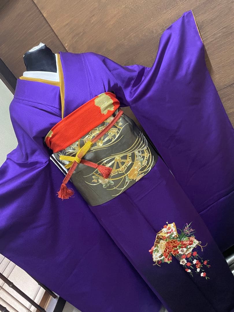 振袖フルセット6点Mサイズ正絹京友禅扇子銀駒刺繍