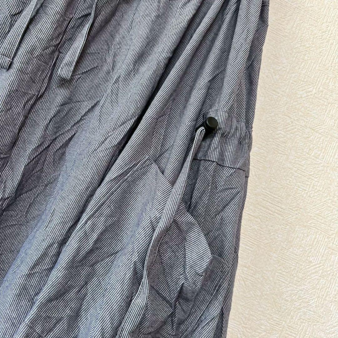 Y'S ヨウジヤマモト 2023 シワ加工 ギャザー絞り サルエルパンツ グレー