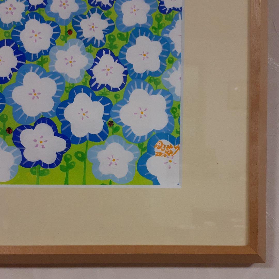 ハッピーネモフィラ畑　2019年　アクリルガッシュ　小楠アキコ作品