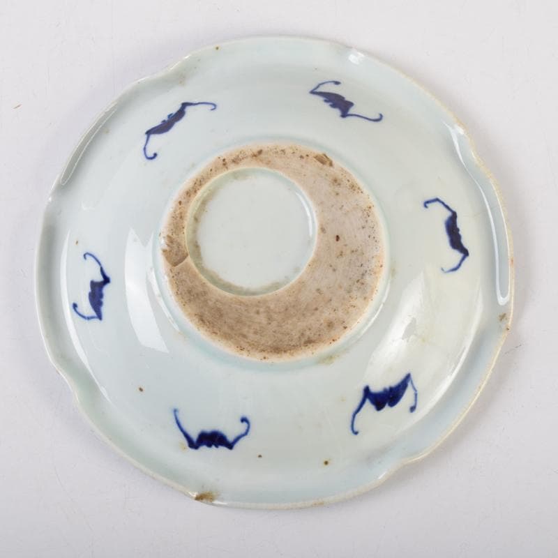 瀬戸焼　古瀬戸　西浦焼　花蝙蝠文　輪花盤　皿　N　9104