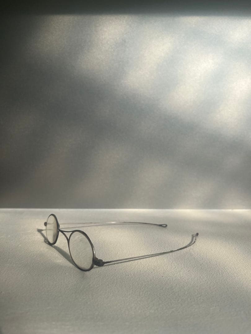 フランス　アンティーク　オーバル型　丸メガネ　Xブリッジ　おまけケース
