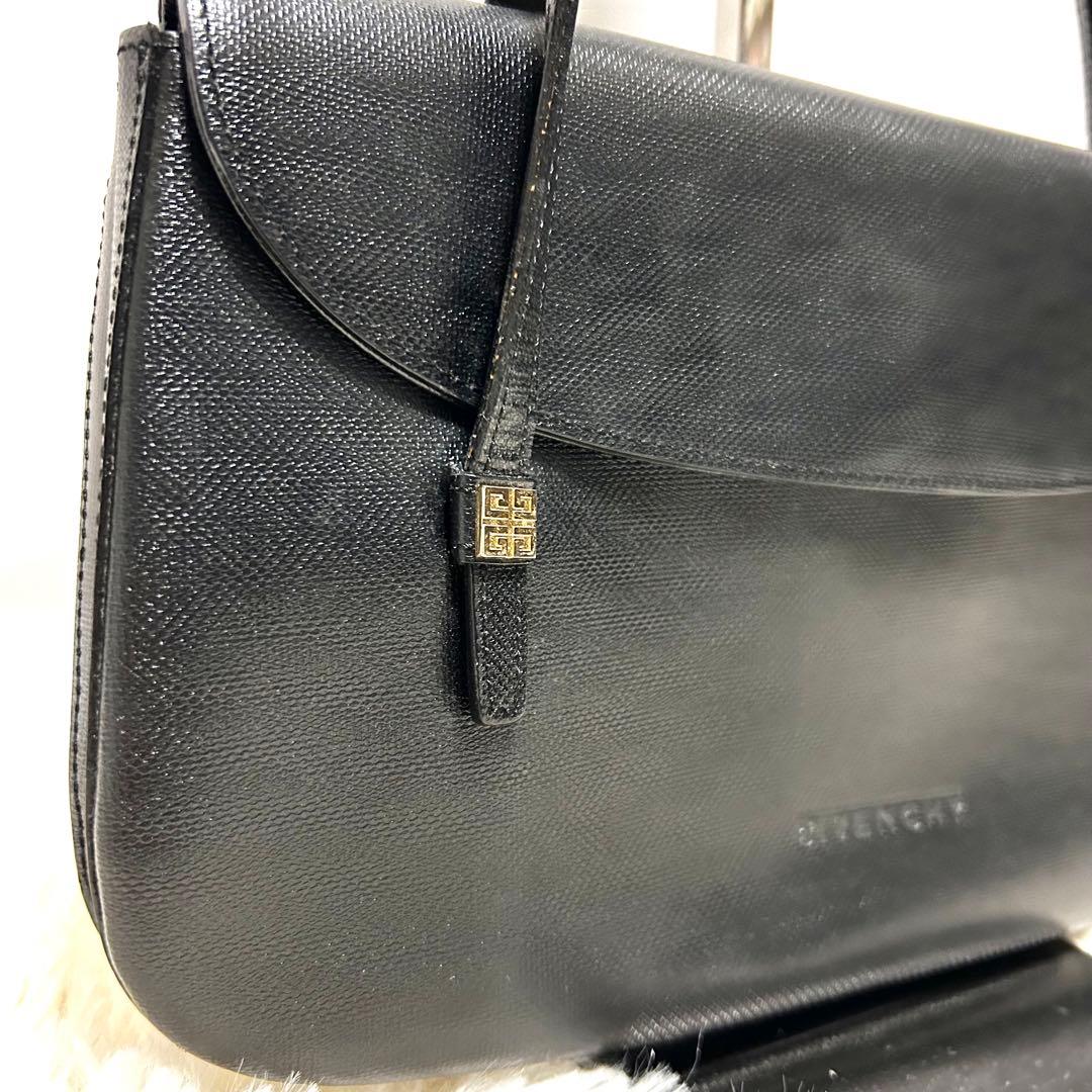 美品　GIVENCHY レザー　ハンドバッグ　4Gロゴ　肩がけ　フォーマル　黒