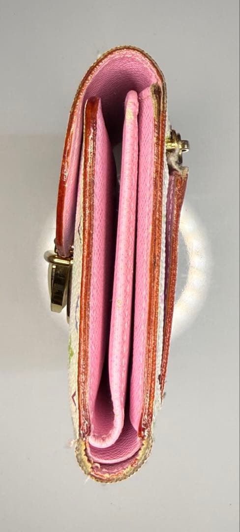 ルイヴィトン モノグラム マルチカラー コアラ　二つ折り財布 白 ピンク 正規品