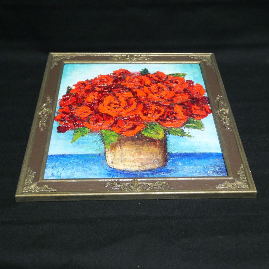 油絵 油彩 油彩画 絵 絵画【赤い薔薇】