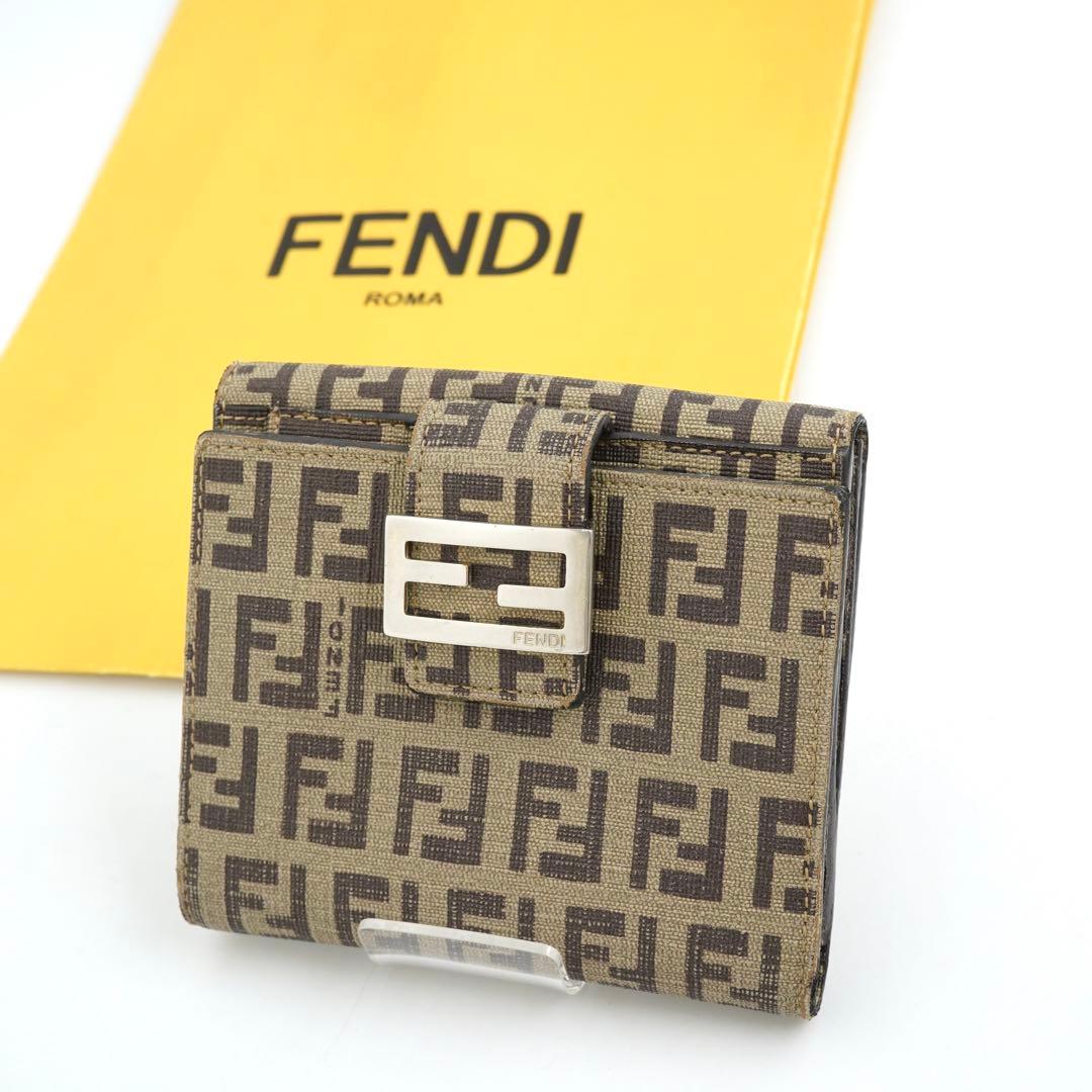 ✨未使用に近い✨　FENDI ミニ財布　ズッカ　FFロゴ 二つ折り　PVCレザー