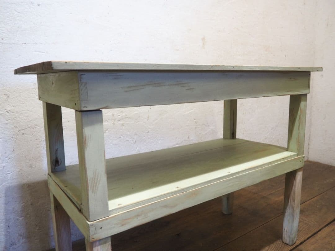 1147 ビンテージ　古いペンキのテーブル　デスク　飾り棚　展示台　レトロ　家具