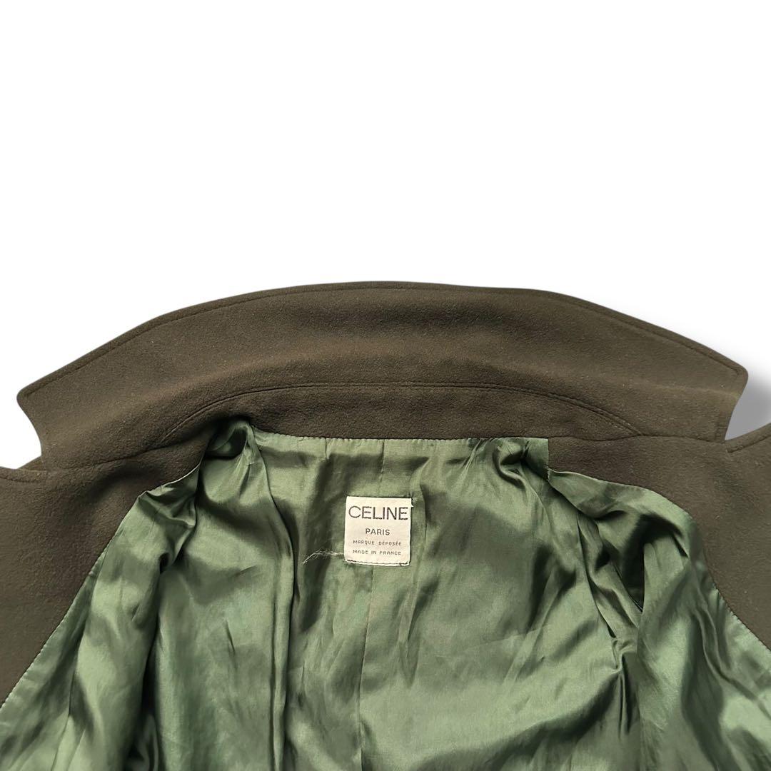 希少 セリーヌ チェスターコート ダブル トリオンフ ロング カーキ レディース
