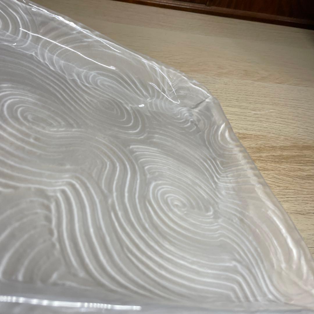 益子焼作家　坂田甚内　ガラス波状紋四方皿　箱なし