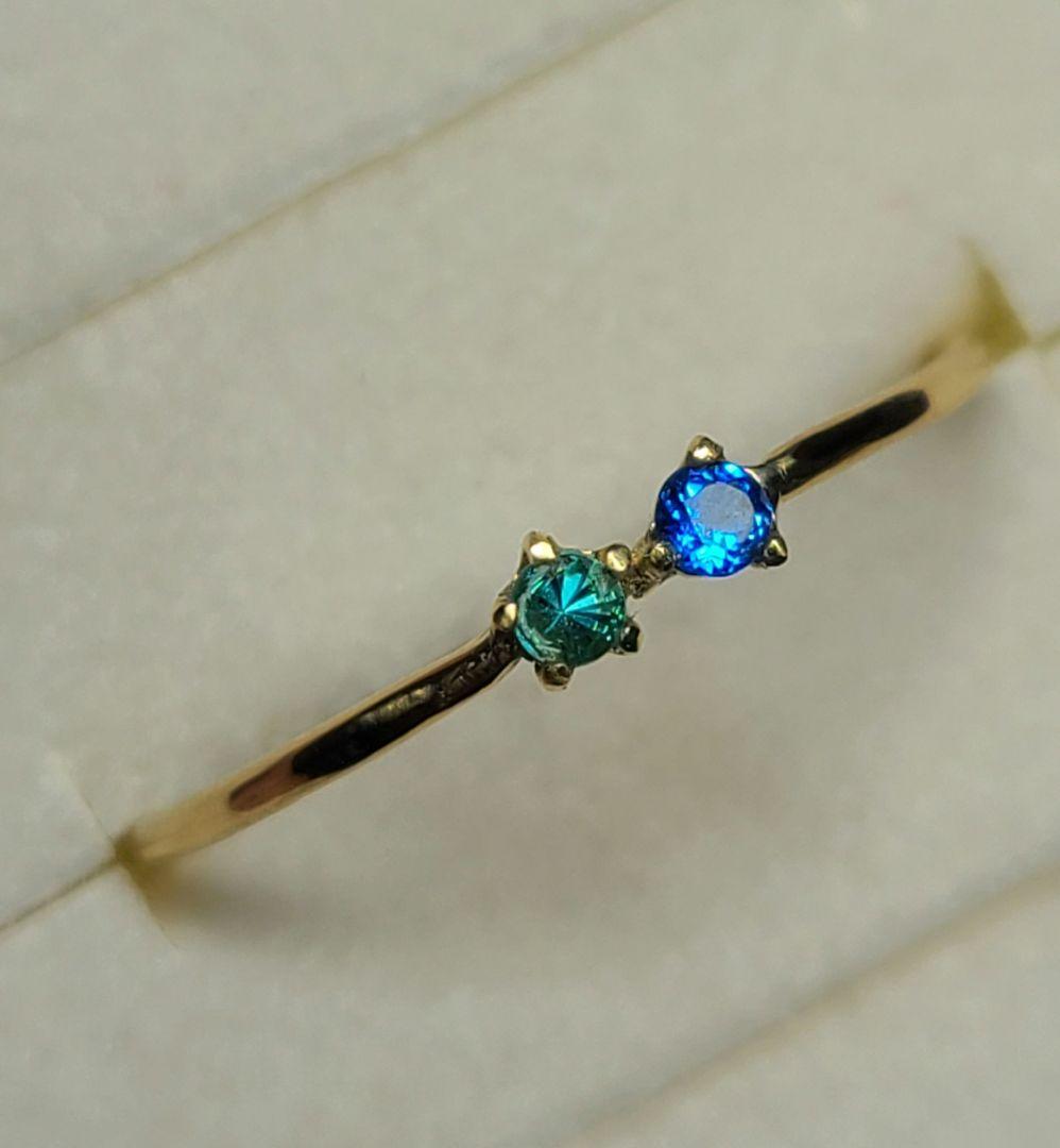 美しきビビッドブルーの共演★パライバトルマリン&アウイナイト18金リング★