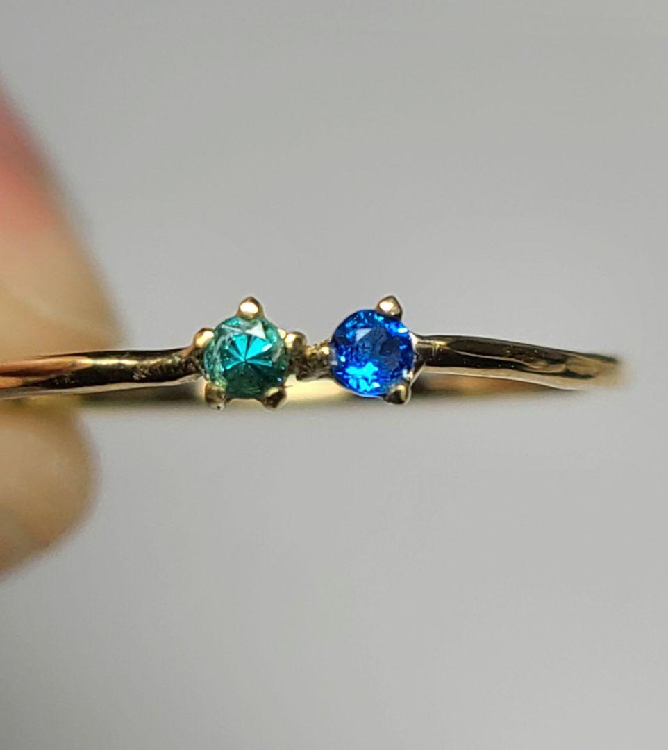 美しきビビッドブルーの共演★パライバトルマリン&アウイナイト18金リング★