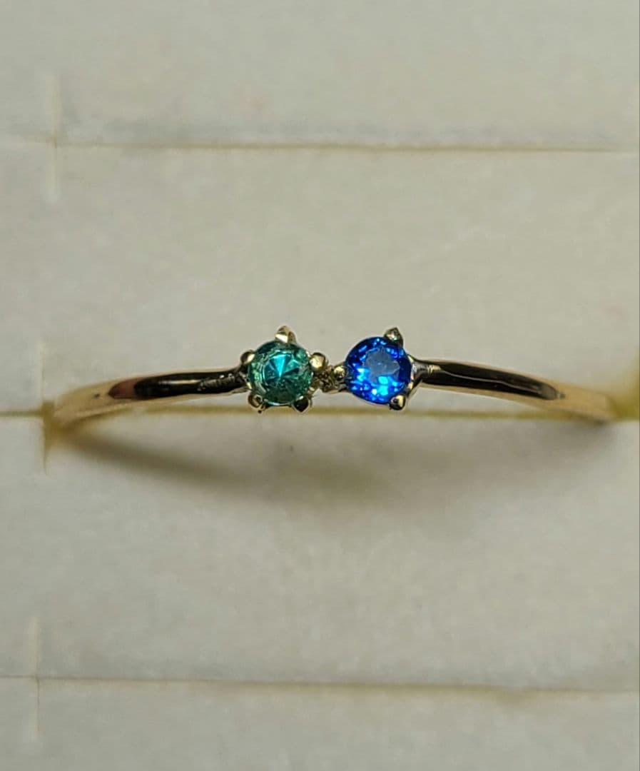 美しきビビッドブルーの共演★パライバトルマリン&アウイナイト18金リング★