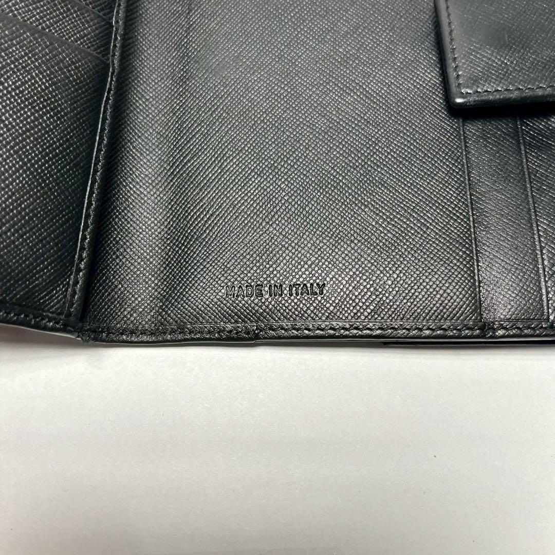 PRADA プラダ 二つ折り財布 三角プレート サフィアーノレザー ブラック