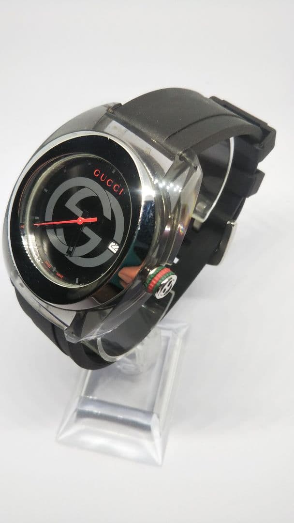 【電池交換済み】GUCCI ラバーベルト 時計 ブラック