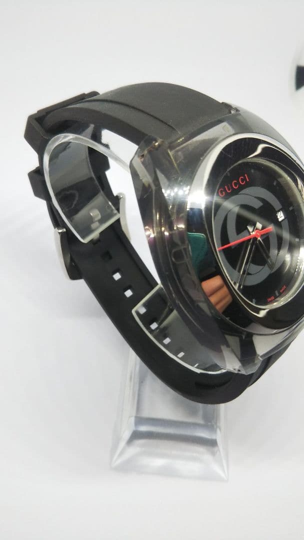 【電池交換済み】GUCCI ラバーベルト 時計 ブラック
