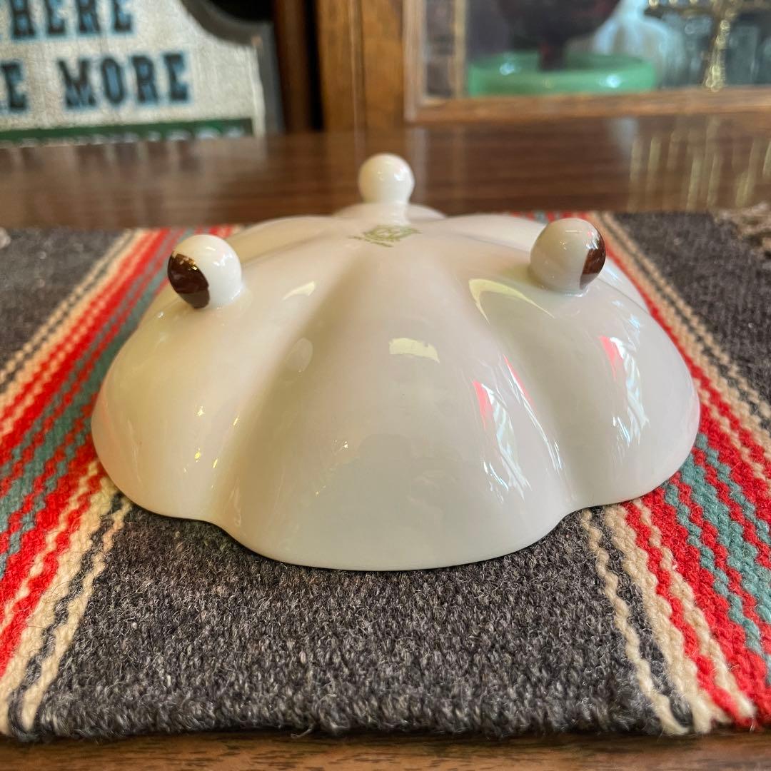 貴重品！オールドノリタケ　花びら型容器　ハンドペイント風景画アンティーク骨董明治