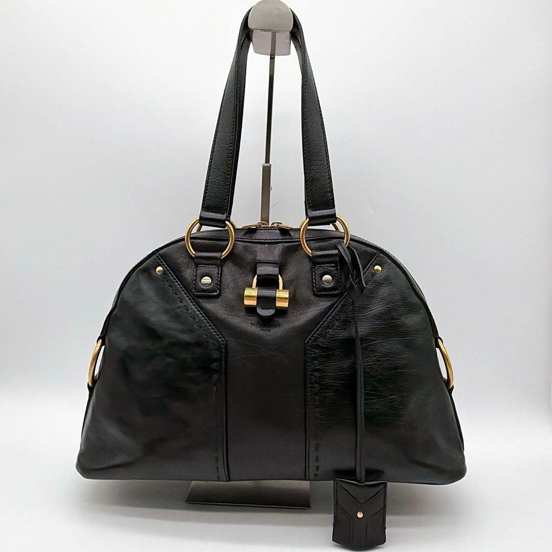 美品✨【イヴサンローラン】ミューズ オールレザー ハンドバッグ ブラック カデナ