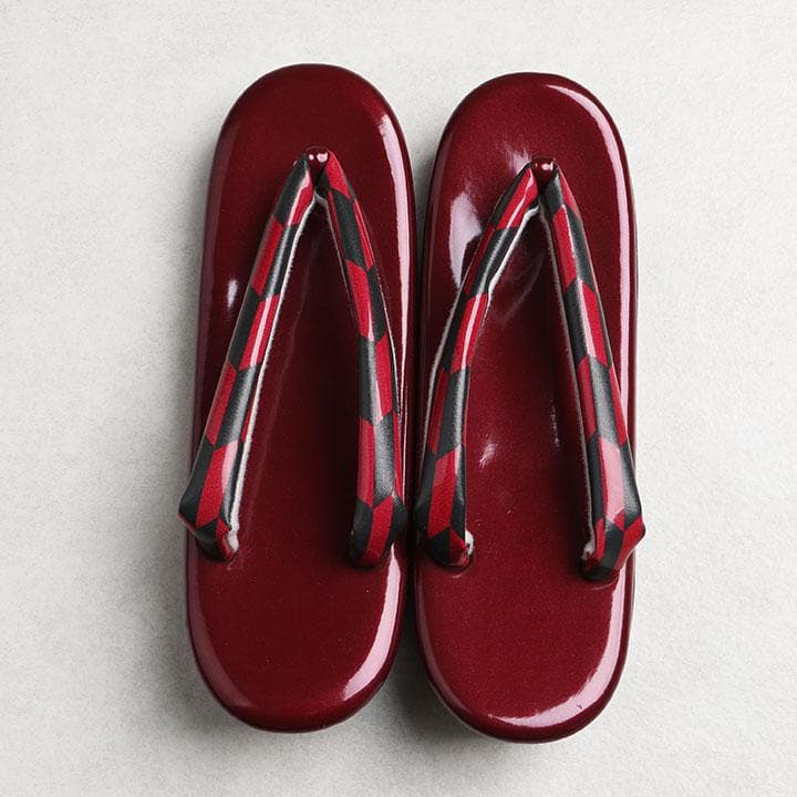 【新品】草履バッグセット　矢羽根柄(黒&赤)　 W40838