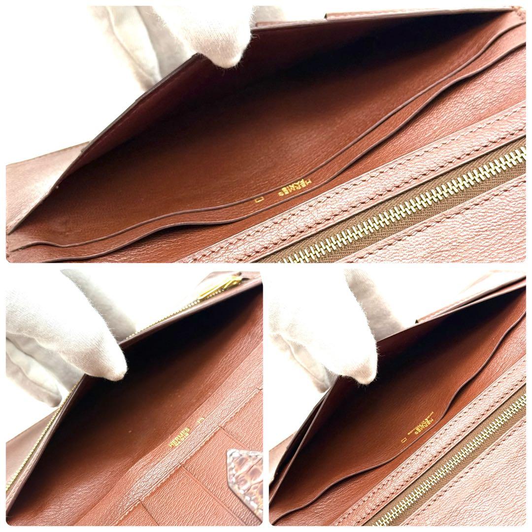 エルメス べアン アリゲーター クロコダイル エキゾチック 長財布 P32