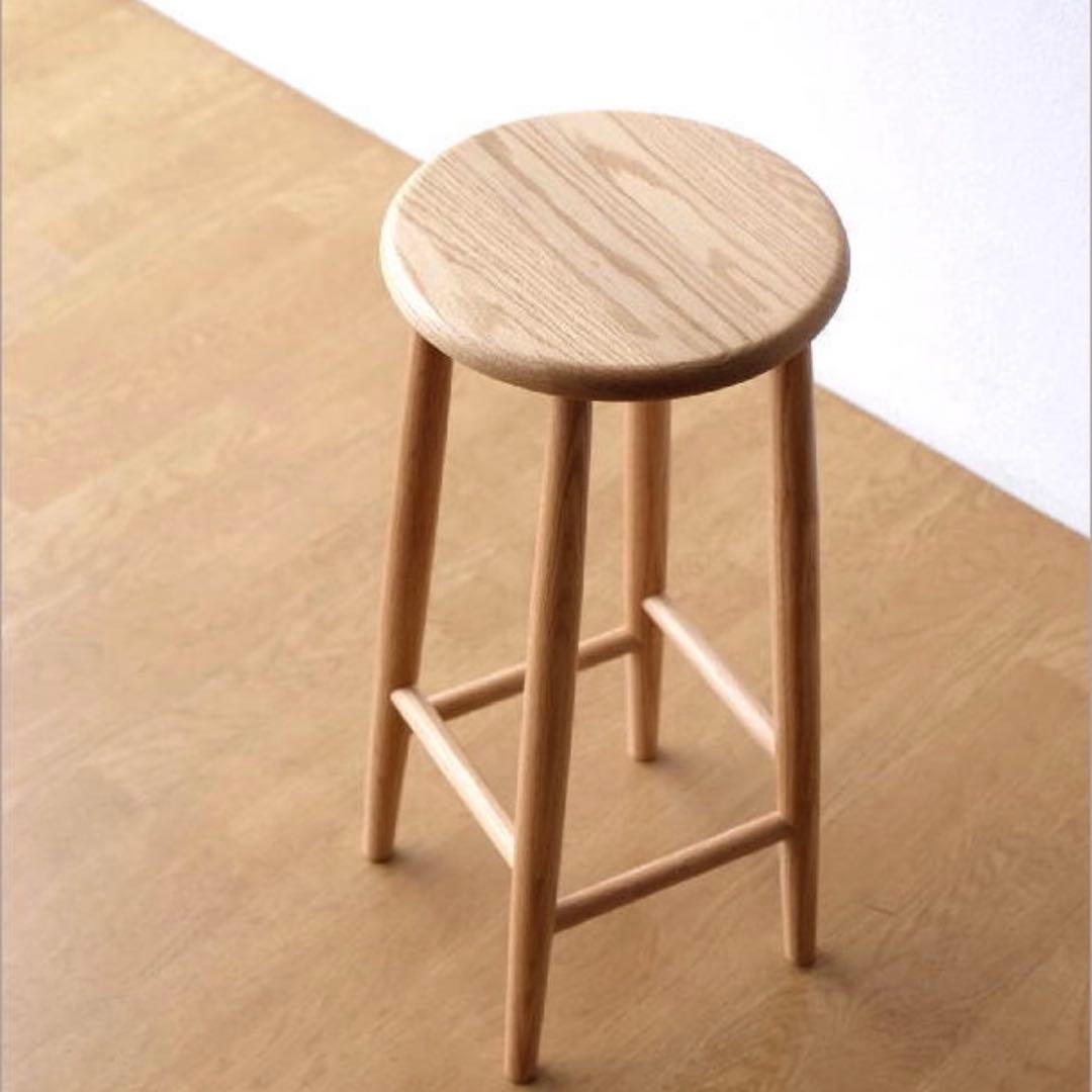 <引き取り限定> オーク材　スツール　2脚セット