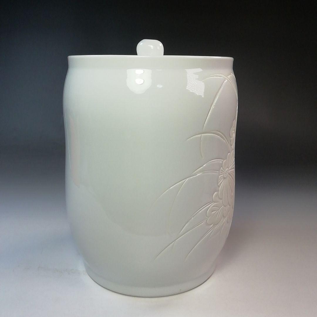 Ｓ７８２　水指　『出石焼』『白磁』『昇山窯　小嶋昇山作』　共箱　茶道具