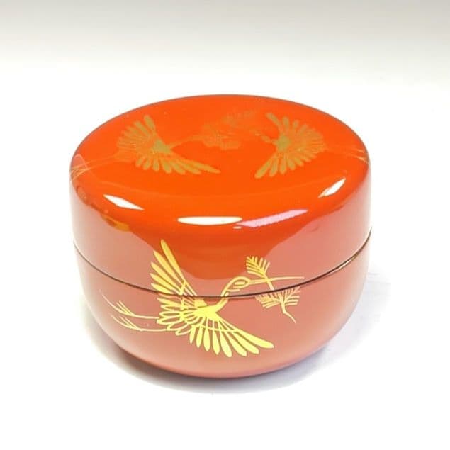 イ780 棗『峯清作』『松喰鶴蒔絵　平棗　共箱』茶入　茶器　茶道具