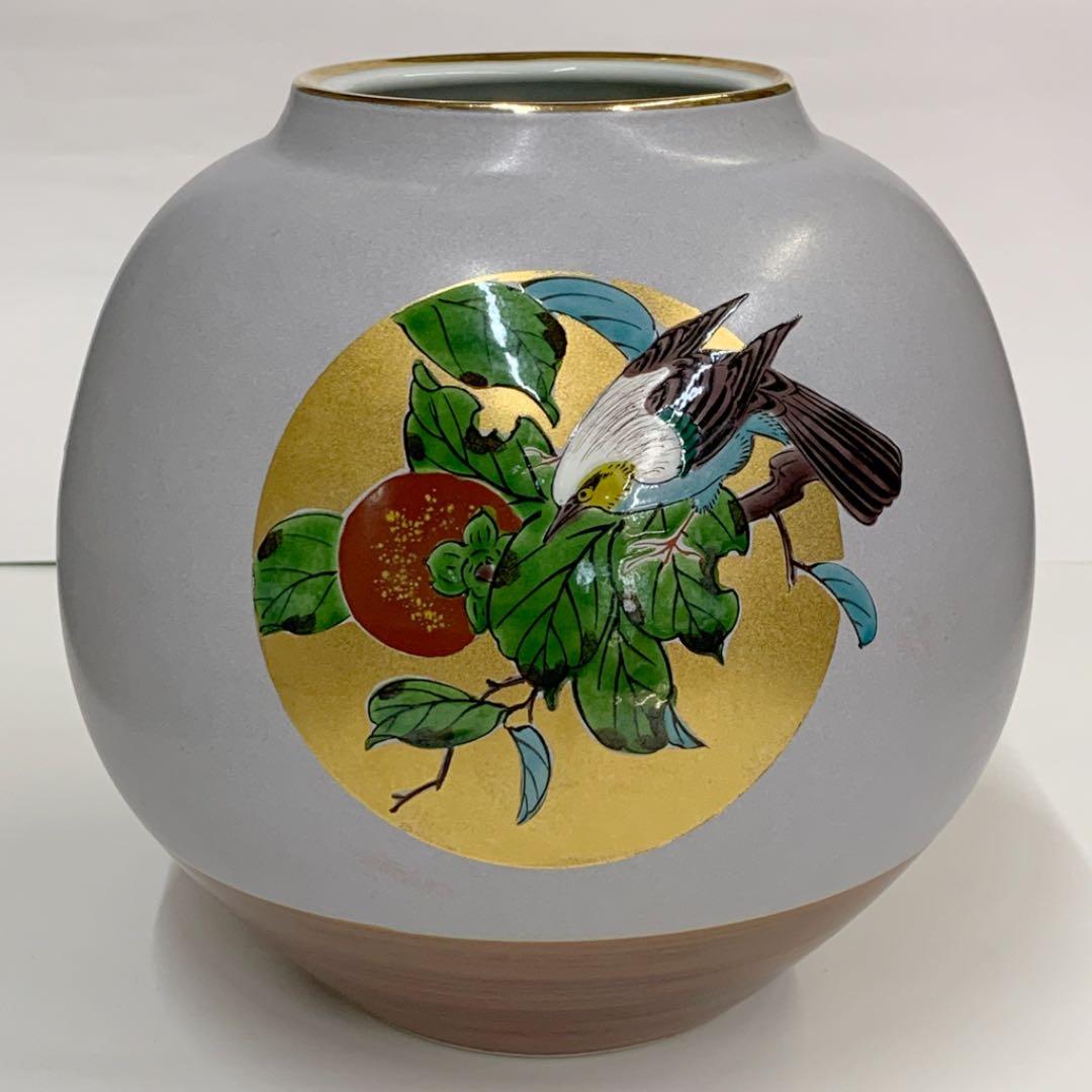 【花瓶12】九谷焼　円窓花鳥　8号　大田健次郎