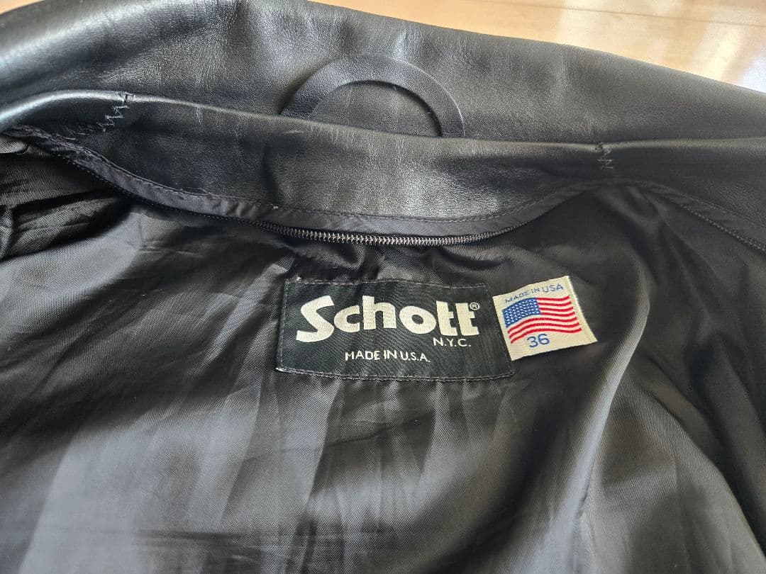 専用のハンガーお付けします！Schott ブラック レザー シングルライダース